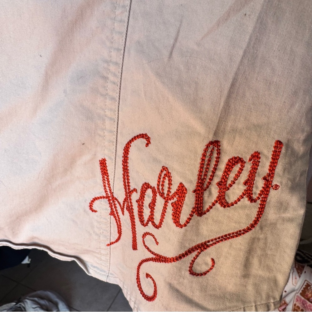 Harley-Davidson Vest in Cream with Red Embroidery